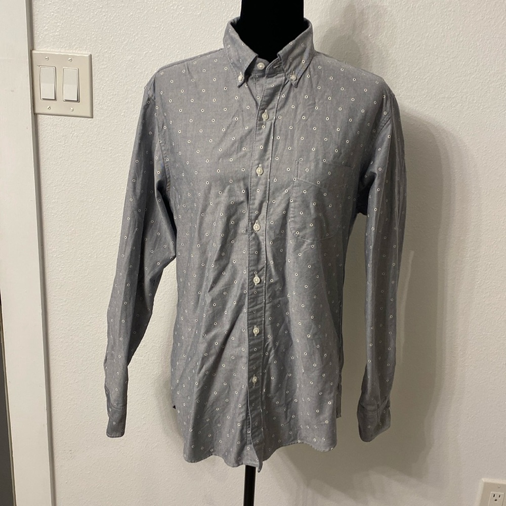 Chambray Tiny Flower Print Woven for J. Crew Slim All Cotton Oxford Size Medium